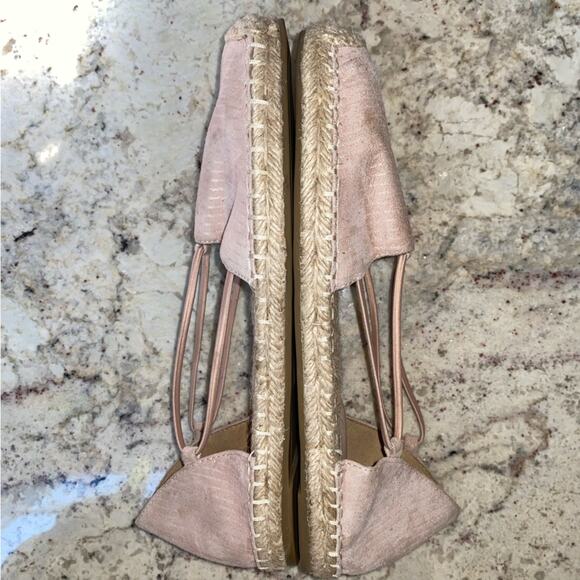 Eileen Fisher $155 D’Orsay Espadrille Shimmer Stripe Tan / Gold 8.5 - Picture 4 of 14